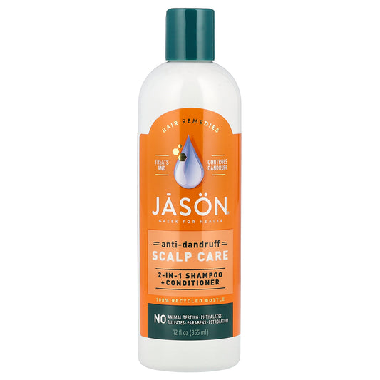 Jason Natural, Anti-Dandruff Scalp Care, 2 In 1 Shampoo + Conditioner, 12 fl oz (355 ml)