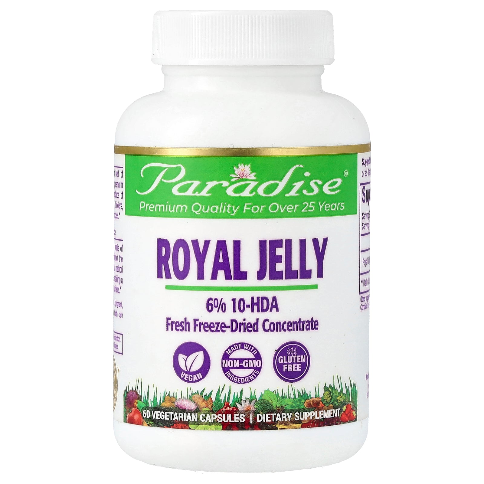 Paradise Herbs, Royal Jelly, 60 Vegetarian Capsules