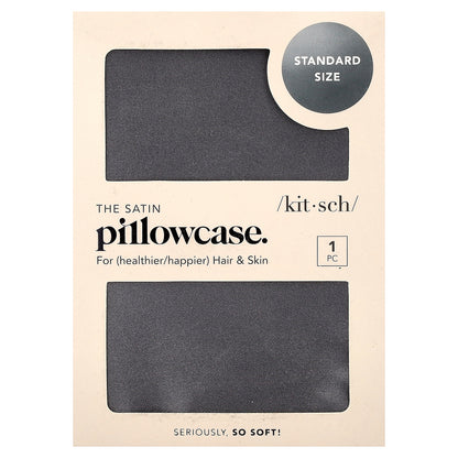 Kitsch, The Satin Pillowcase, Standard Size, Charcoal, 1 Pillowcase