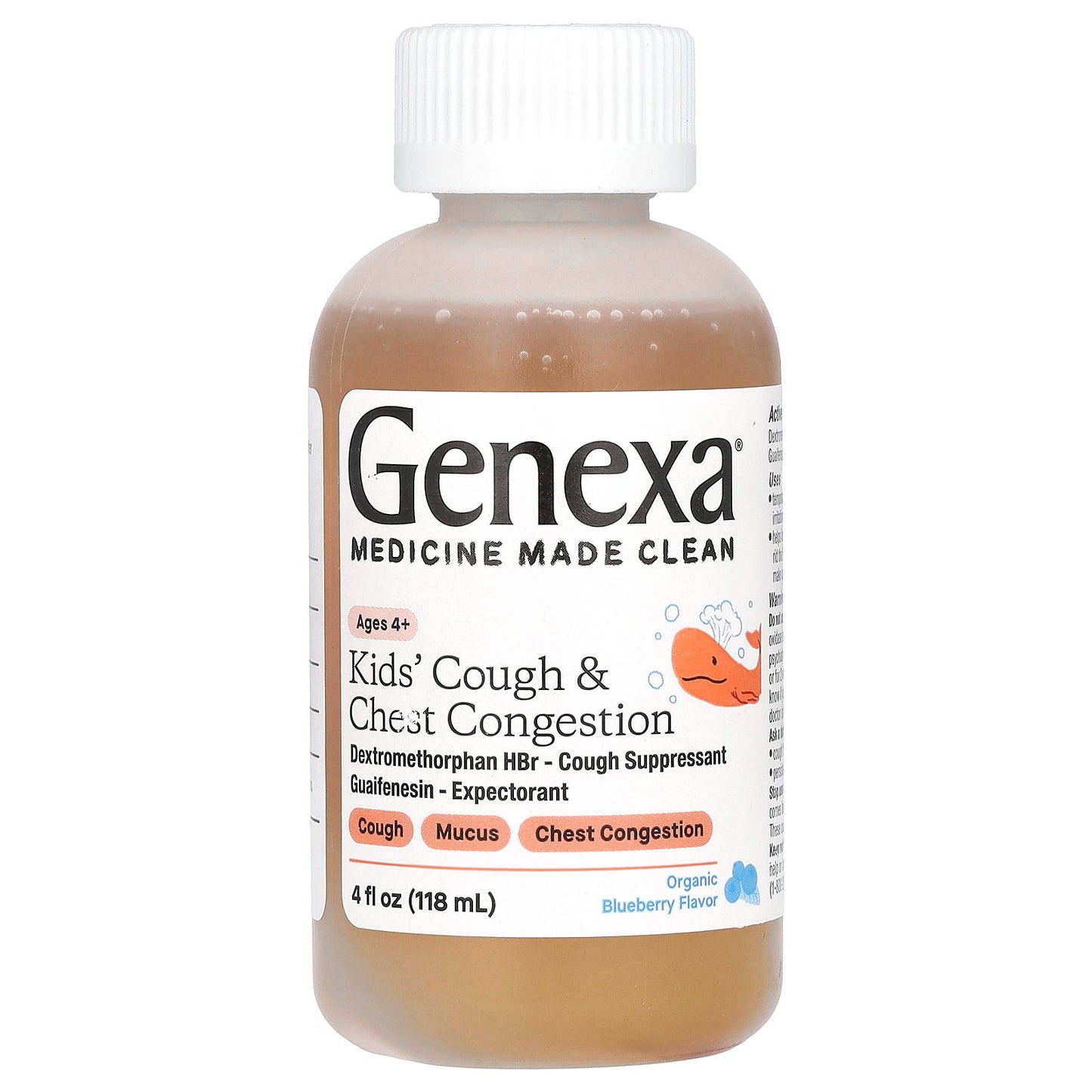 Genexa, Kid's Cough & Chest Congestion, Ages 4-11, Organic Blueberry, 4 fl oz (118 ml)