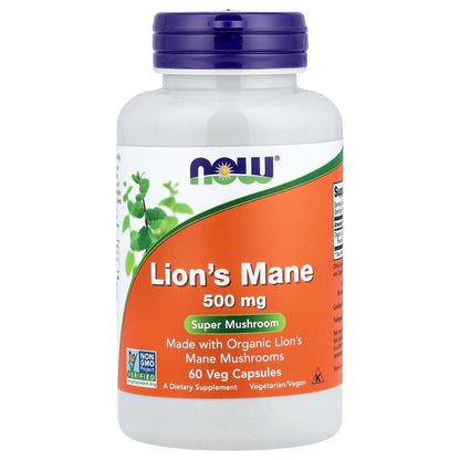 NOW Foods, Lion's Mane, 500 mg, 60 Veg Capsules