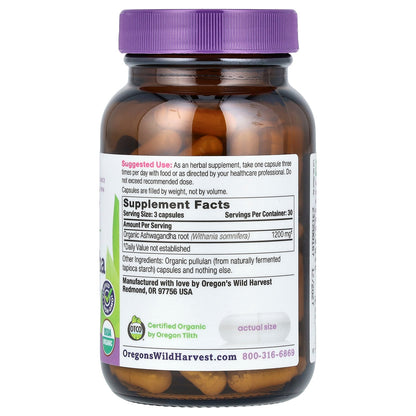 Oregon's Wild Harvest, Organic Ashwagandha, 90 Organic Vegan Capsules (400 mg per Capsule)