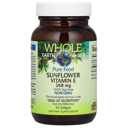 Natural Factors, Whole Earth & Sea®, Pure Food, Sunflower Vitamin E, 268 mg, 90 Softgels