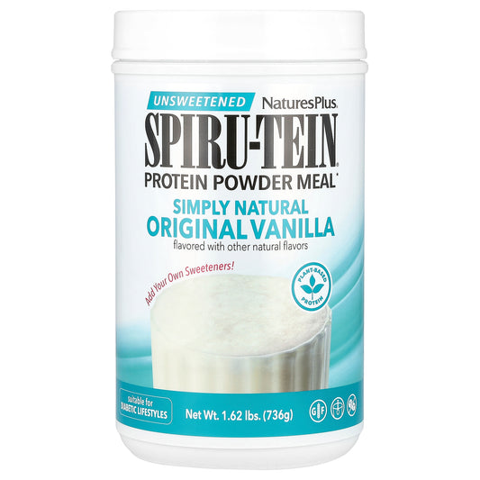 NaturesPlus, Spiru-Tein®, Protein Powder Meal, Unsweetened, Vanilla, 1.62 lbs (736 g)