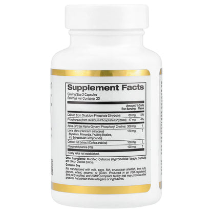 California Gold Nutrition, MEM Boost™, Memory & Cognitive Support with Alpha-GPC, Lion's Mane Extract, Coffee Fruit Extract and Phosphatidylserine, 60 Veggie Capsules