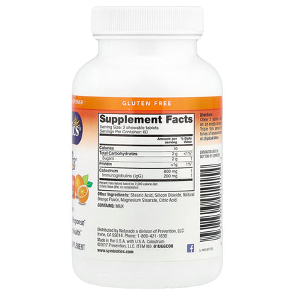 Symbiotics, Colostrum Plus® Chewables, Orange Creme, 120 Chewable Tabs