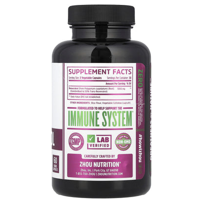Zhou Nutrition, Resveratrol, 60 Veggie Capsules (500 mg per Capsule)