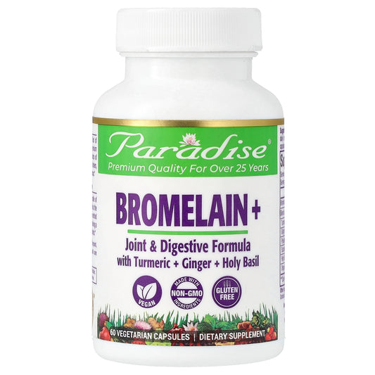 Paradise Herbs, Bromelain+, 60 Vegetarian Capsules