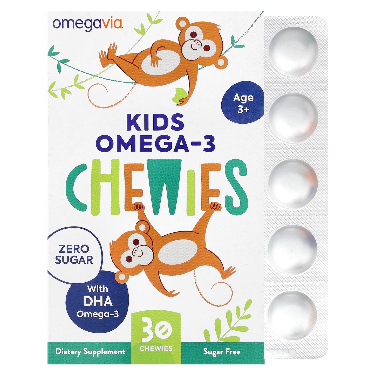 OmegaVia, Kids Omega-3 Chewies, Age 3+, Natural Fruit, 30 Chewies
