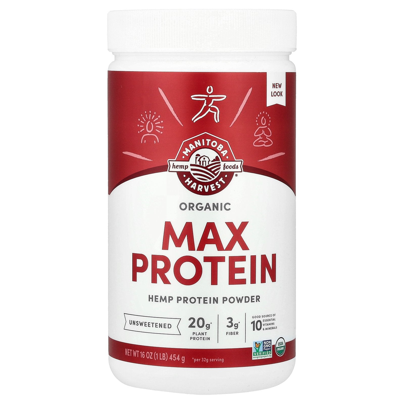 Manitoba Harvest, Organic Hemp Yeah!, Max Protein Powder,  Unsweetened, 1 lb (454 g)