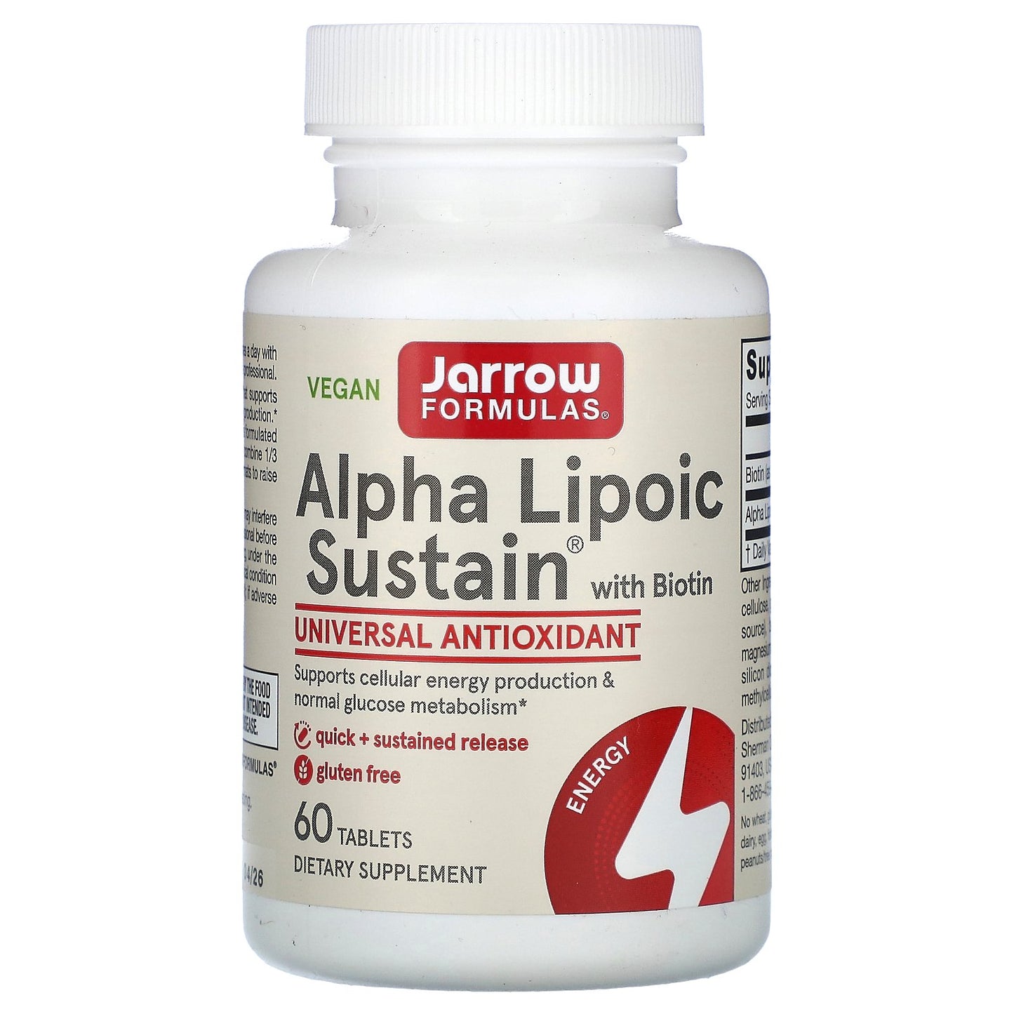 Jarrow Formulas, Alpha Lipoic Sustain with Biotin, 60 Tablets