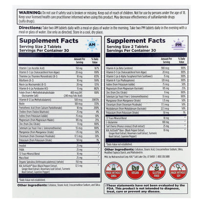 KAL, Men's Multivitamin, Morning & Evening, 2 Pack, 60 Tablets Each