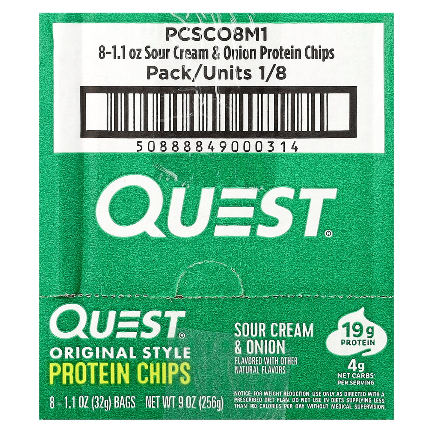 Quest Nutrition, Original Style Protein Chips, Sour Cream & Onion, 8 Bags, 1.1 oz (32 g) Each