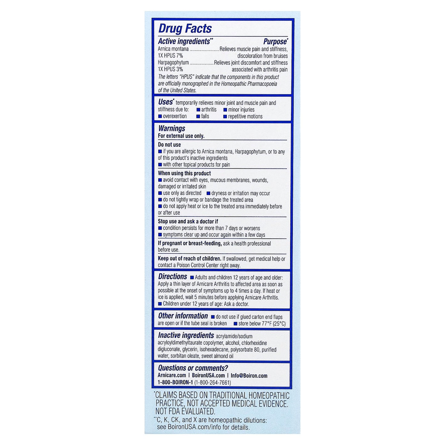 Boiron, Arnicare®, Arthritis Cream, Arthritis Pain Relief, 2.5 oz (70 g)