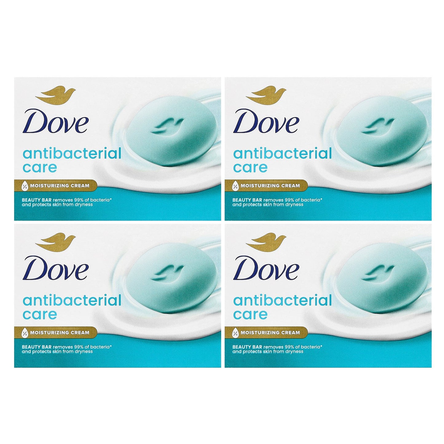 Dove, Antibacterial Care Beauty Bar Soap, 4 Bars, 3.75 oz (106 g) Each
