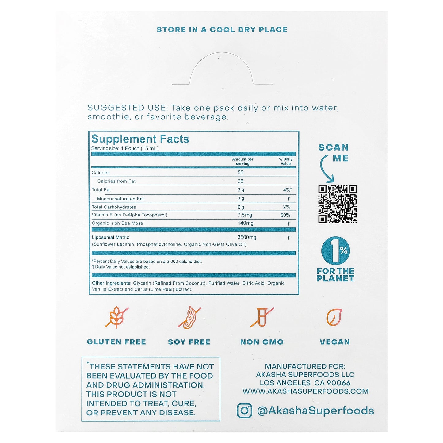 Akasha Superfoods, Liposomal Sea Moss Gel, Sweet Citrus, 30 Packets, 0.5 fl oz (15 ml) Each