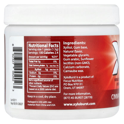 Xyloburst, Xylitol Gum, Cinnamon, 100 Pieces, 5.29 oz (150 g)