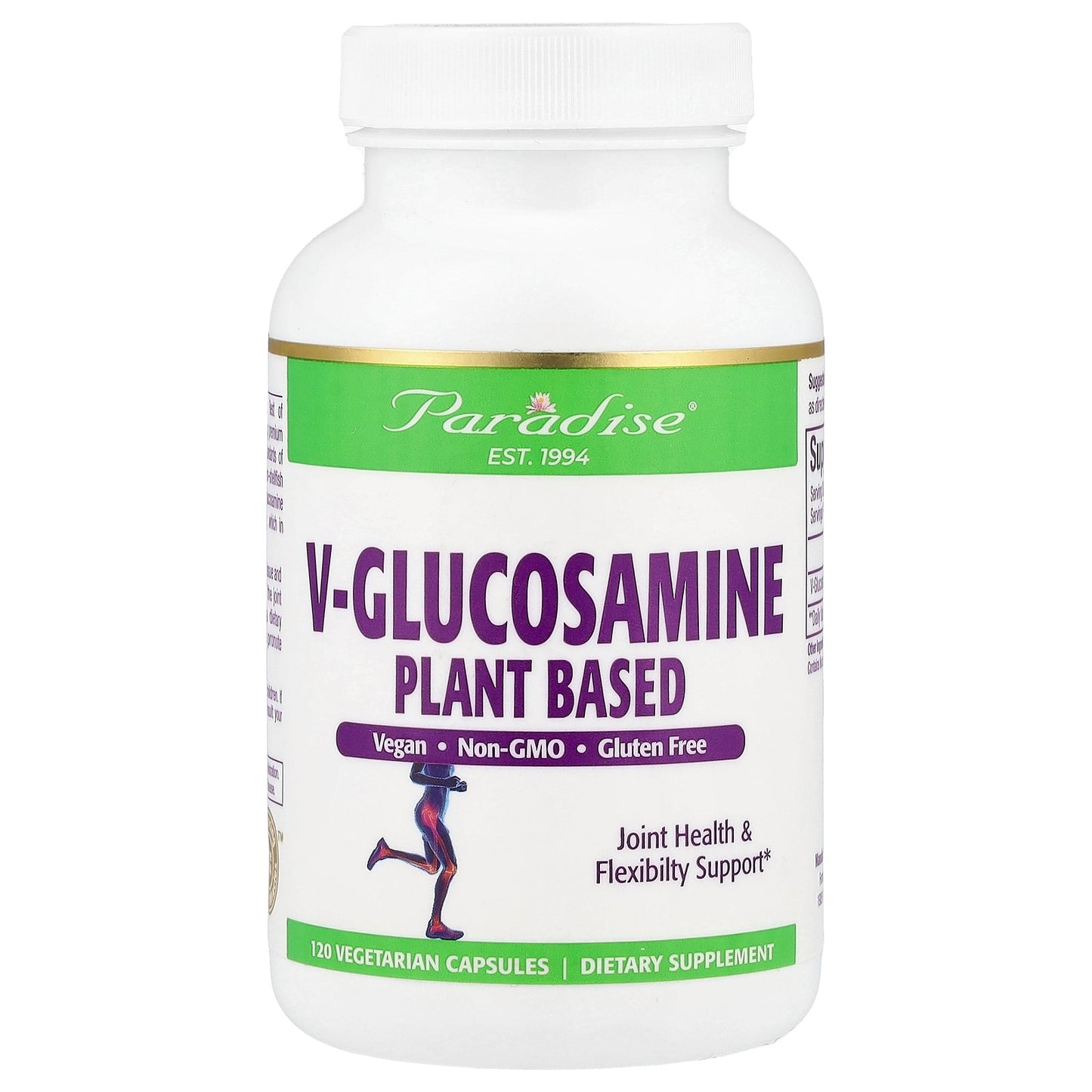 Paradise Herbs, V-Glucosamine, Plant Based, 120 Vegetarian Capsules (750 mg per Capsule)