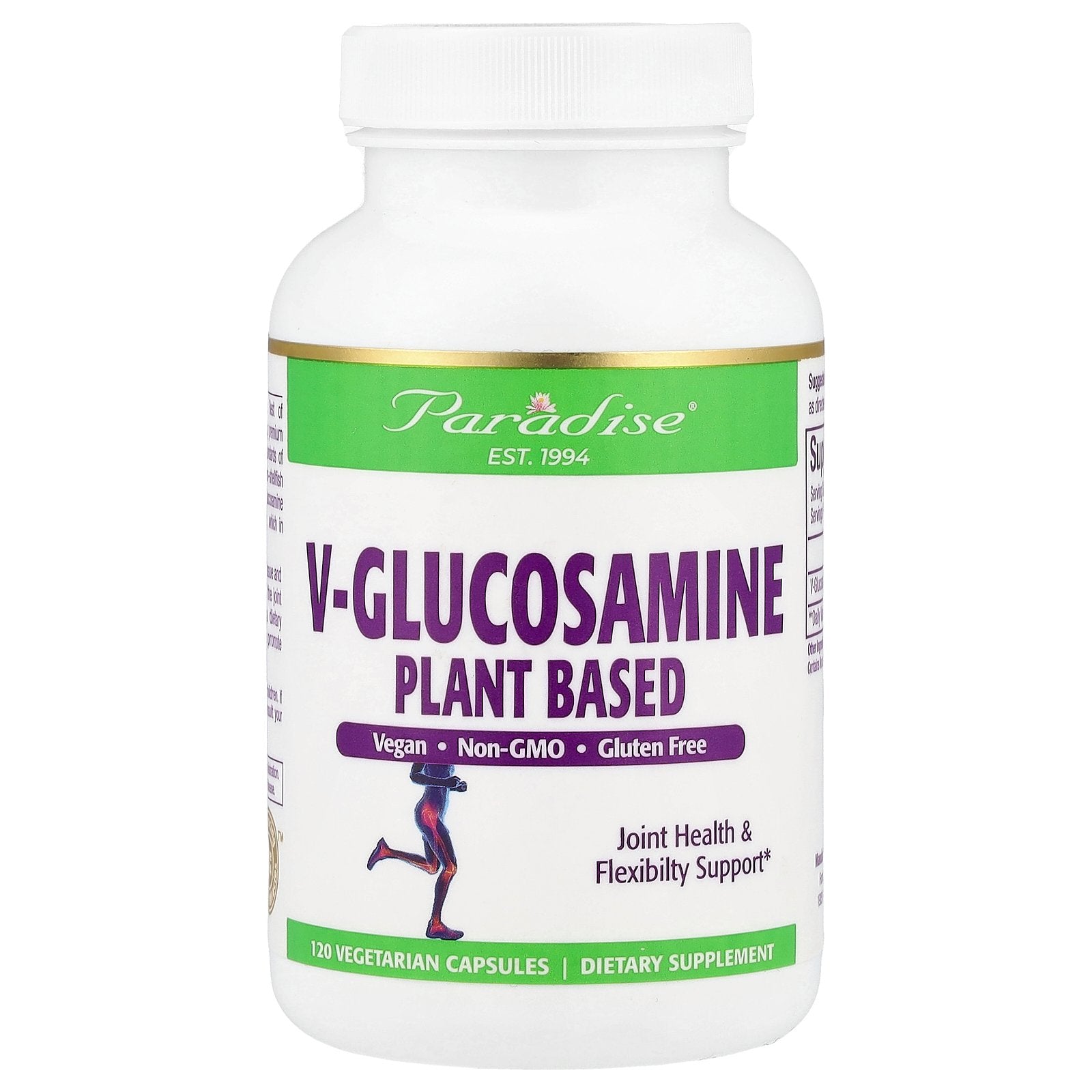 Paradise Herbs, V-Glucosamine, Plant Based, 120 Vegetarian Capsules (750 mg per Capsule)