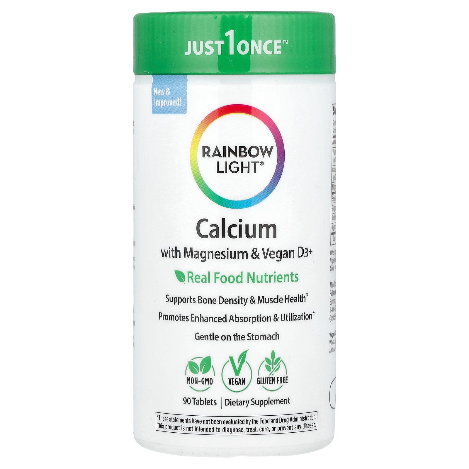 Rainbow Light, Calcium with Magnesium & Vitamin D3+, 90 Tablets