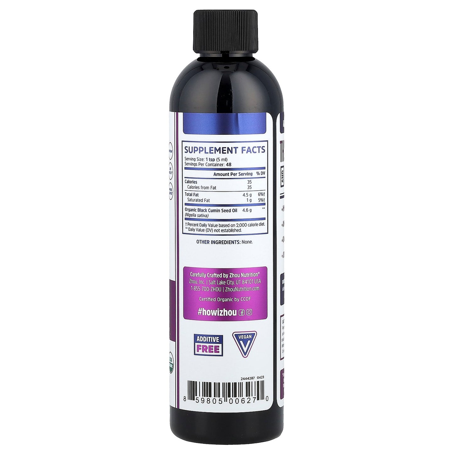 Zhou Nutrition, Organic Black Seed Oil, Cold Pressed, 8 fl oz (240 ml)