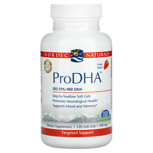 Nordic Naturals, ProDHA, Strawberry, 500 mg, 120 Soft Gels (250 mg per Soft Gel)