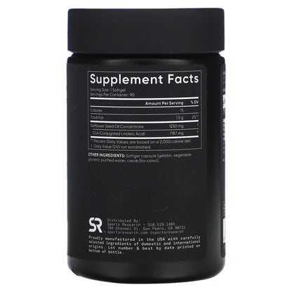 Sports Research, CLA 1250, Max Strength, 1,250 mg, 90 Softgels