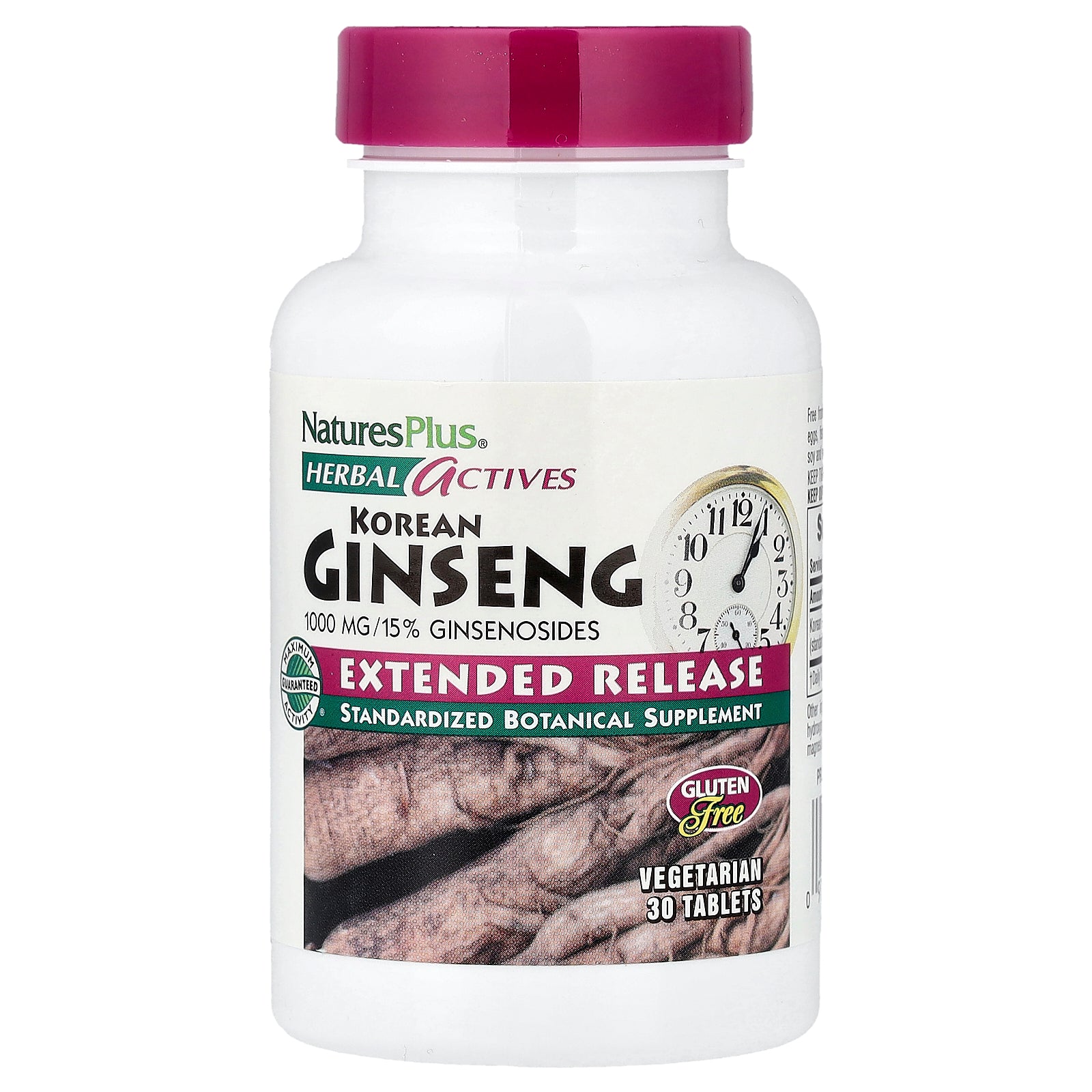 NaturesPlus, Herbal Actives, Korean Ginseng, Extended Release, 1,000 mg, 30 Tablets