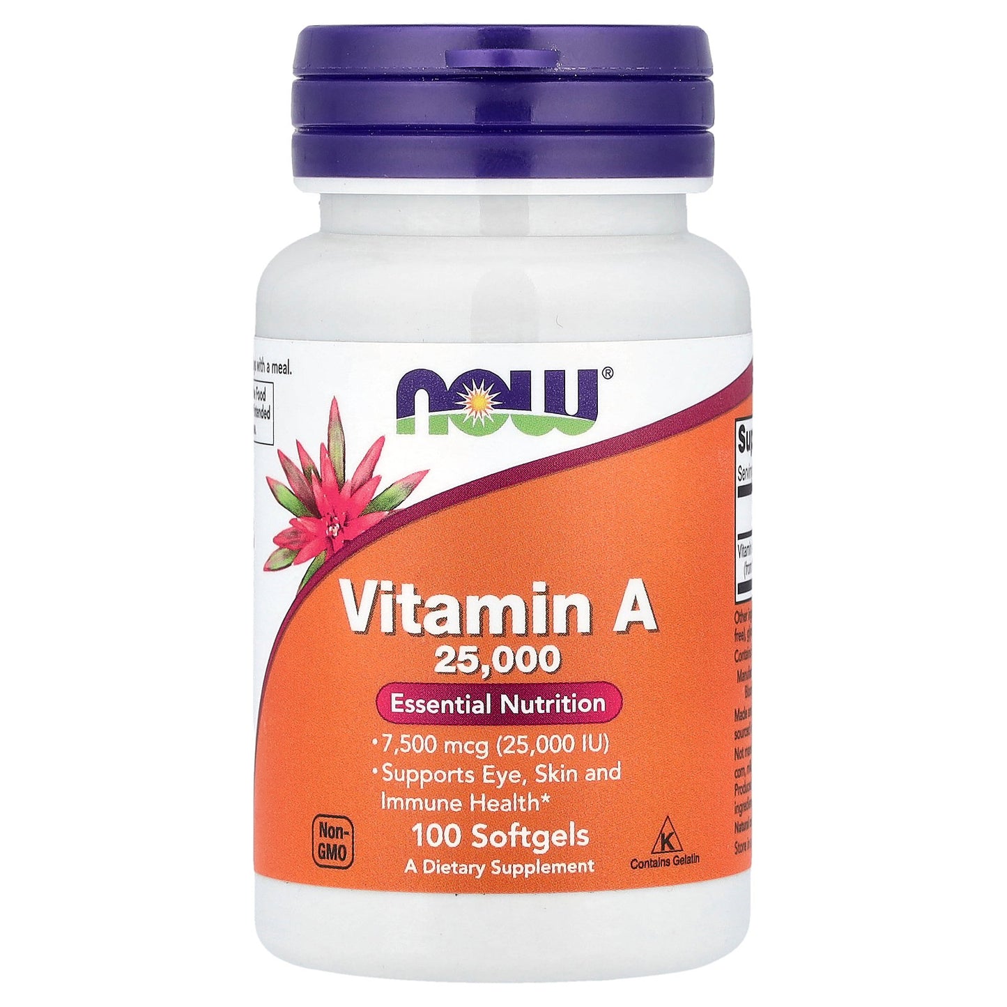 NOW Foods, Vitamin A, 7,500 mcg (25,000 IU), 100 Softgels