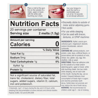 OraCoat, XyliMelts® Dry Mouth, Slightly-Sweet, 40 Melts