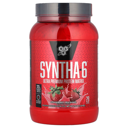 BSN, Syntha-6®, Ultra Premium Protein Matrix, Strawberry Milkshake, 2.91 lbs (1.32 kg)