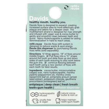 Davids, Expanding Dental Floss, Mint, 32.8 yd (30 m)