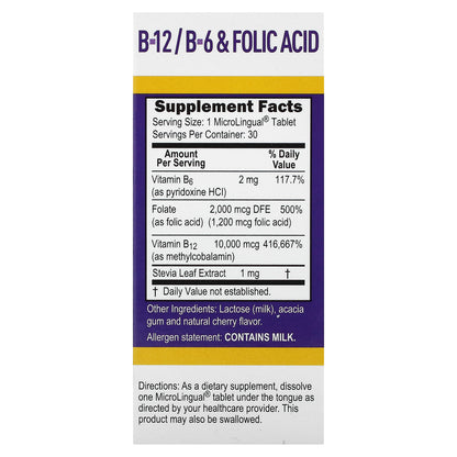 Superior Source, Methylcobalamin B-12, B-6 & Folic Acid, 30 MicroLingual Instant Dissolve Tablets