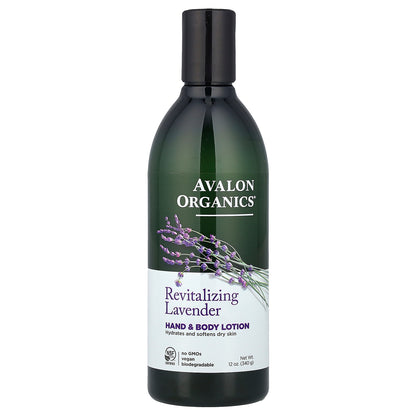 Avalon Organics, Hand & Body Lotion, Revitalizing Lavender, 12 oz (340 g)