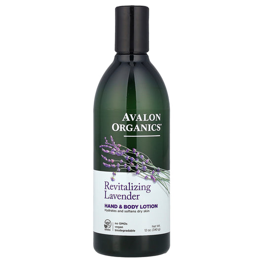 Avalon Organics, Hand & Body Lotion, Revitalizing Lavender, 12 oz (340 g)