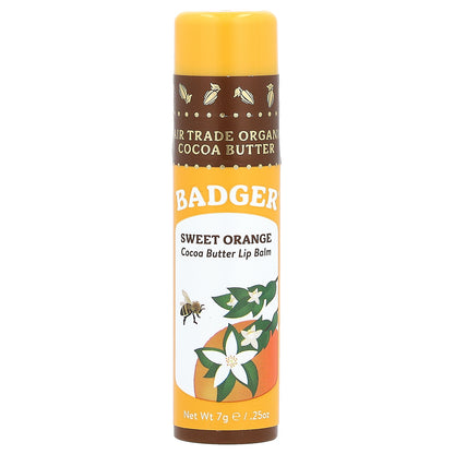 Badger, Cocoa Butter Lip Balm, Sweet Orange, 0.25 oz (7 g)