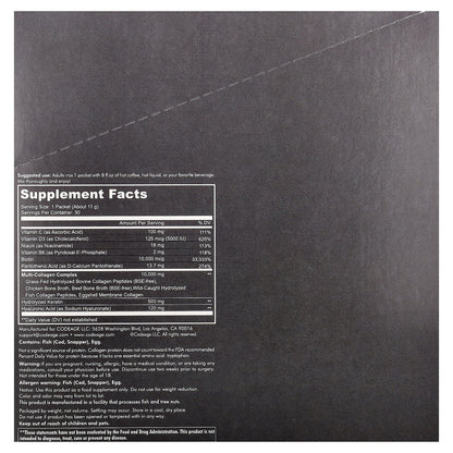 Codeage, Multi Collagen Peptides, Platinum, Unflavored, 30 Packets, 0.38 oz (11 g) Each