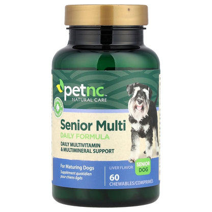 petnc NATURAL CARE, Senior Multi Daily Formula, Senior Dog, Liver, 60 Chewables
