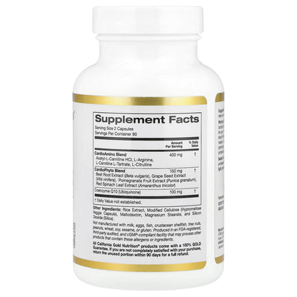 California Gold Nutrition, Cardio Complex with CardioAmino Blend, CardioPhyto Blend and Coenzyme Q10, 180 Veggie Capsules