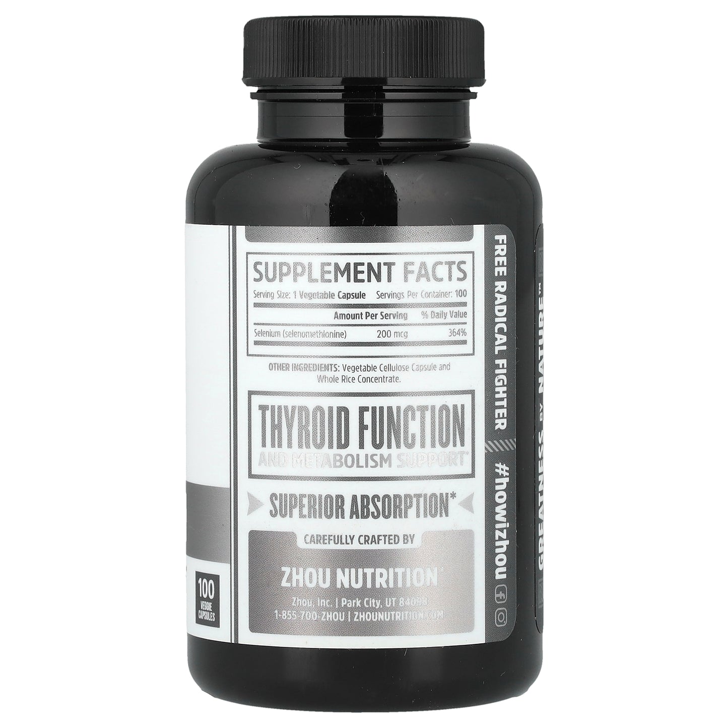Zhou Nutrition, Selenium, 200 mcg, 100 Veggie Capsules