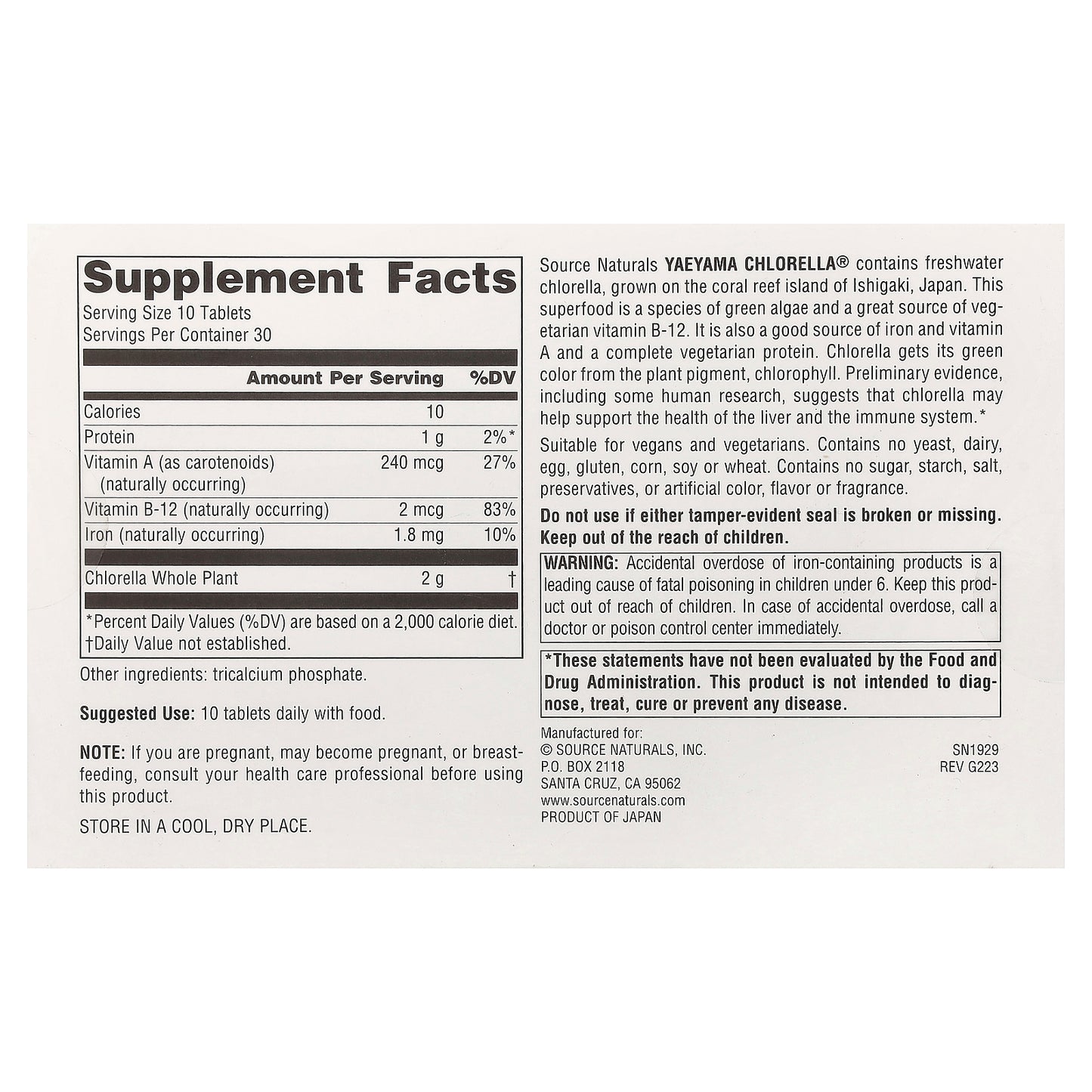 Source Naturals, Yaeyama Chlorella®, 300 Tablets