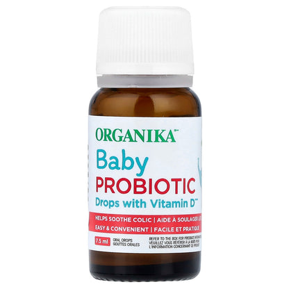 Organika, Baby Probiotic Drops with Vitamin D™, 0-3 Years, 0.25 fl oz (7.5 ml)