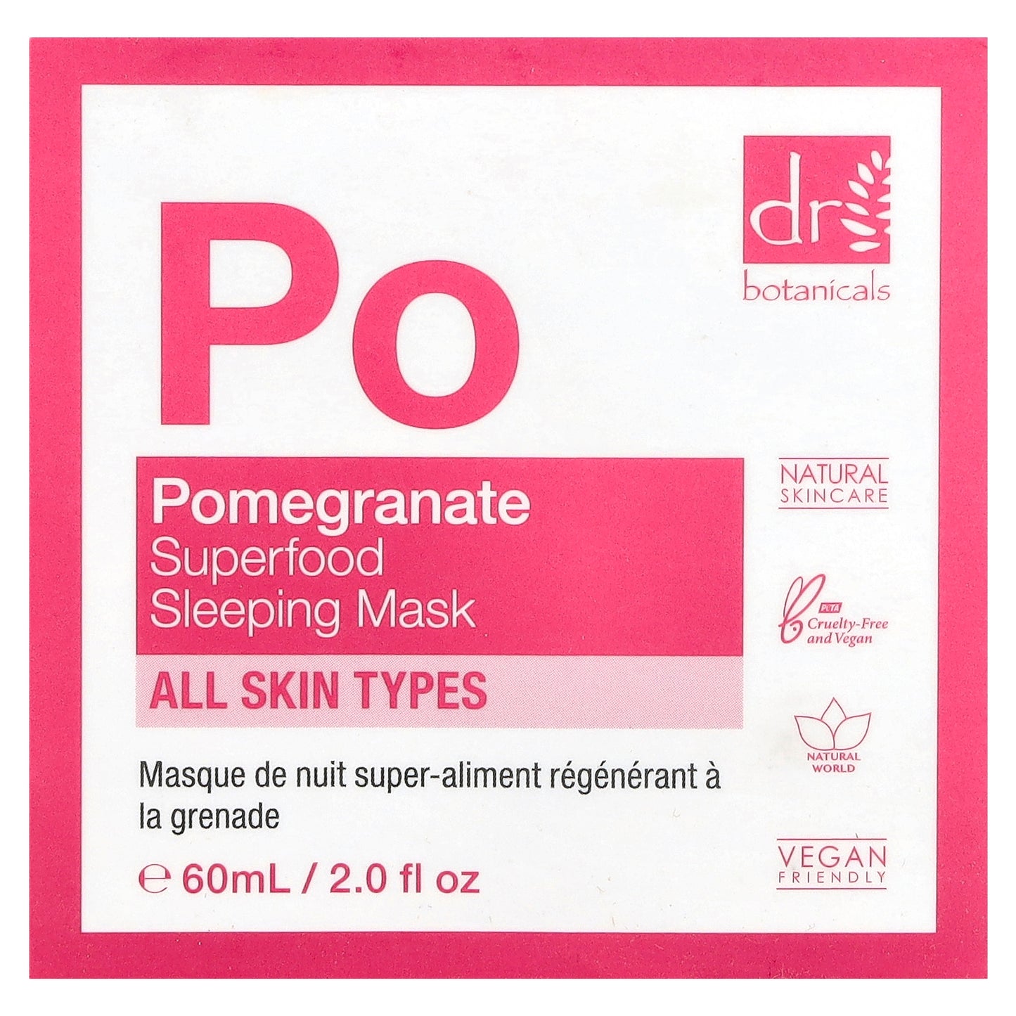 Dr. Botanicals, Superfood Sleeping Beauty Mask, Pomegranate, 2 fl oz (60 ml)