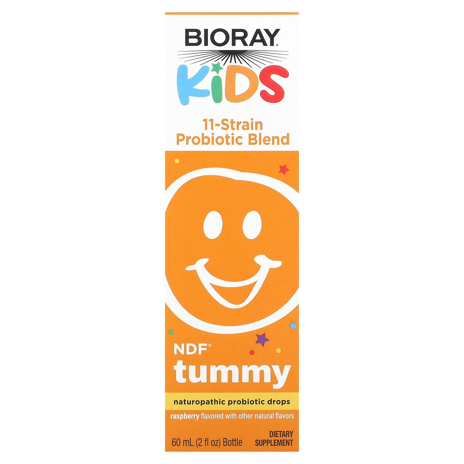 Bioray, Kids, NDF Tummy, 11-Strain Probiotic Blend, Raspberry, 2 fl oz (60 ml)