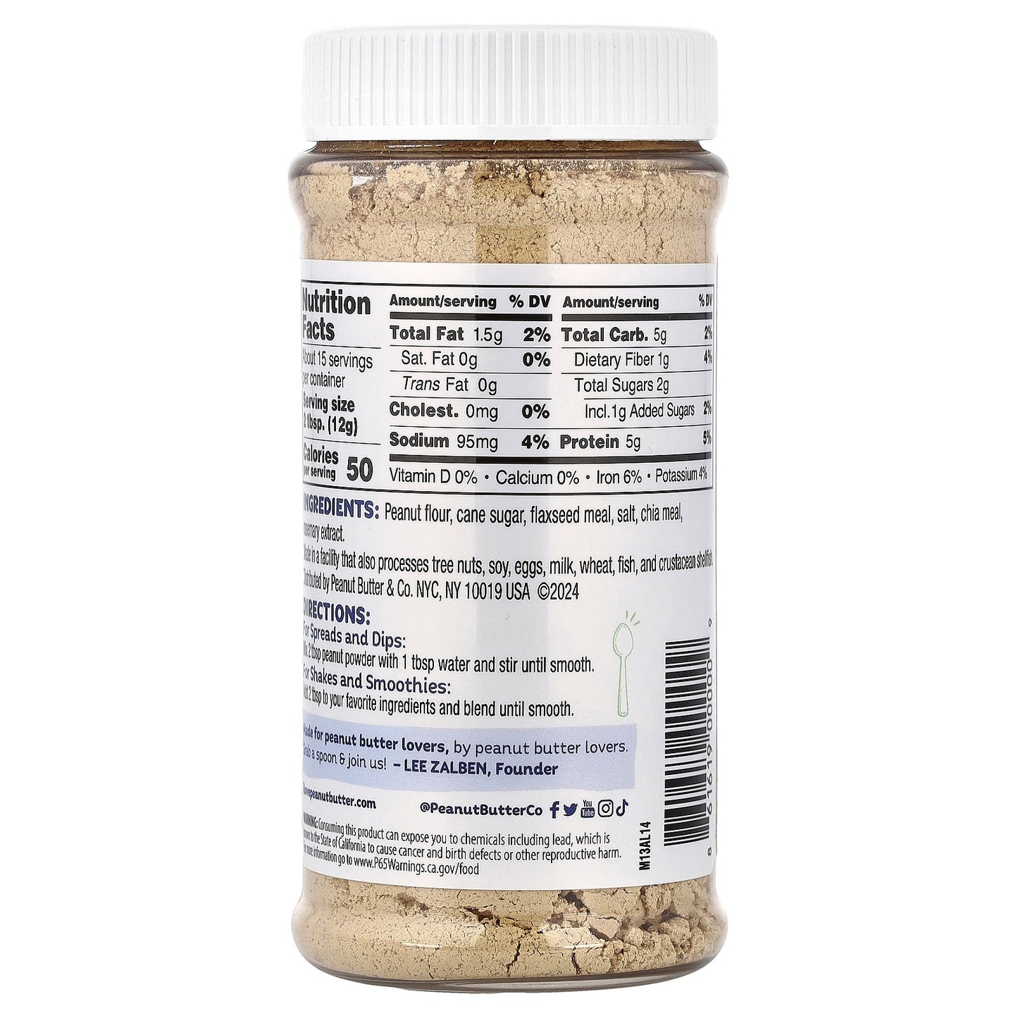 Peanut Butter & Co., Peanut Protein Powder, Flax & Chia, 6.5 oz (184 g)