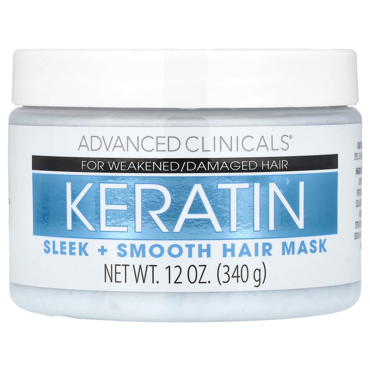 Advanced Clinicals, Keratin,  Sleek + Smooth Hair Mask,  12 oz (340 g)