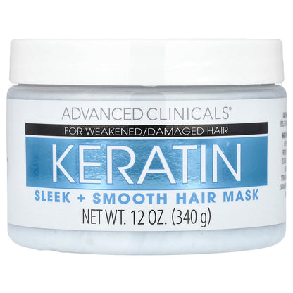 Advanced Clinicals, Keratin,  Sleek + Smooth Hair Mask,  12 oz (340 g)