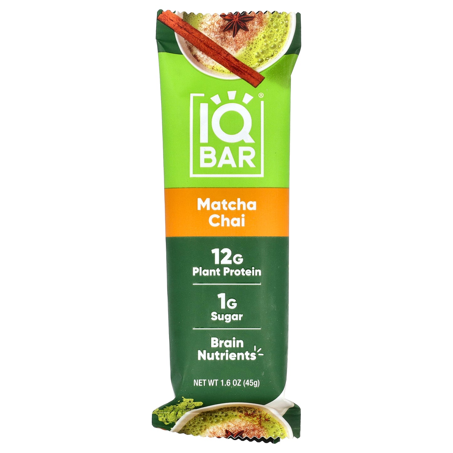 IQBAR, Plant Protein Bar, Matcha Chai, 12 Bars, 1.6 oz (45 g) Each