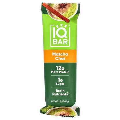 IQBAR, Plant Protein Bar, Matcha Chai, 12 Bars, 1.6 oz (45 g) Each