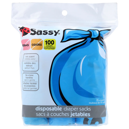Sassy, Disposable Diaper Sacks, 100 Sacks, 4 - 25 Count Rolls